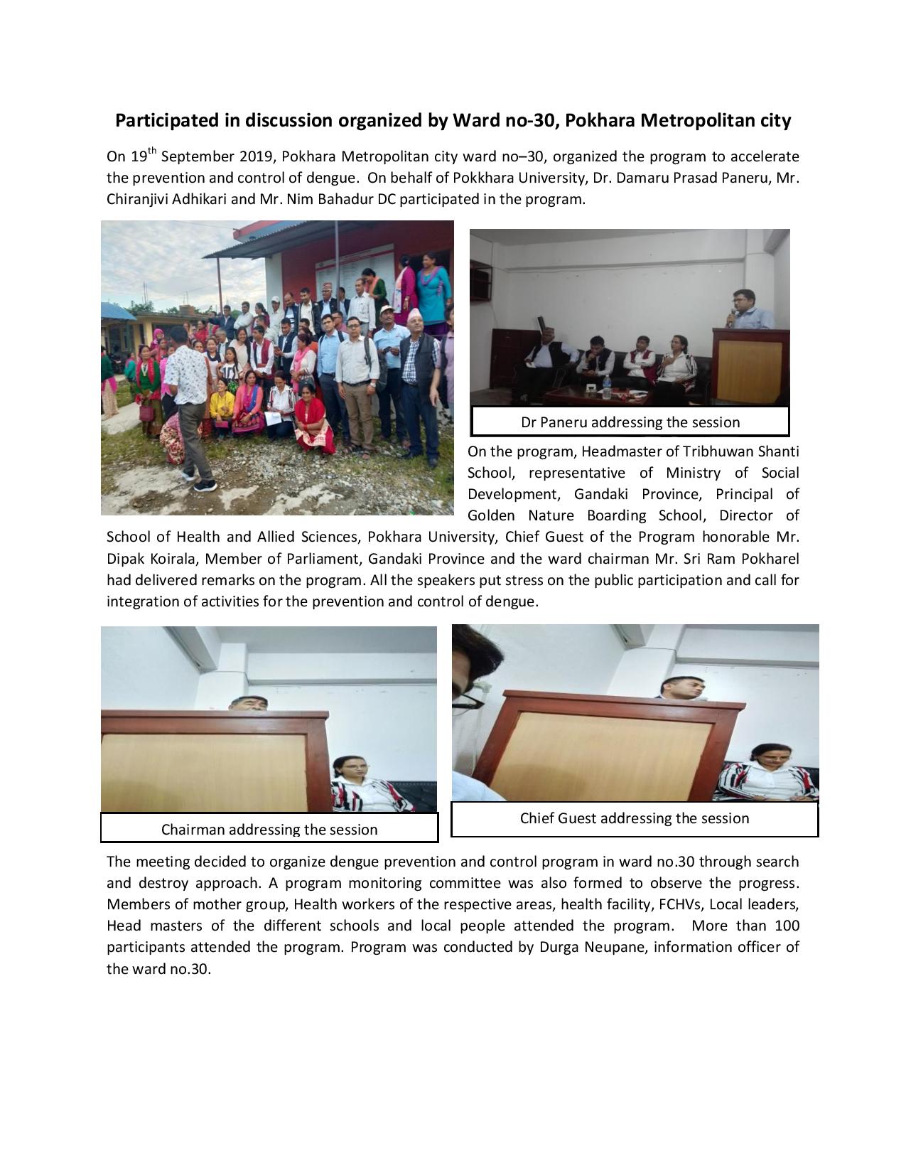 Participated in a dengue control activities