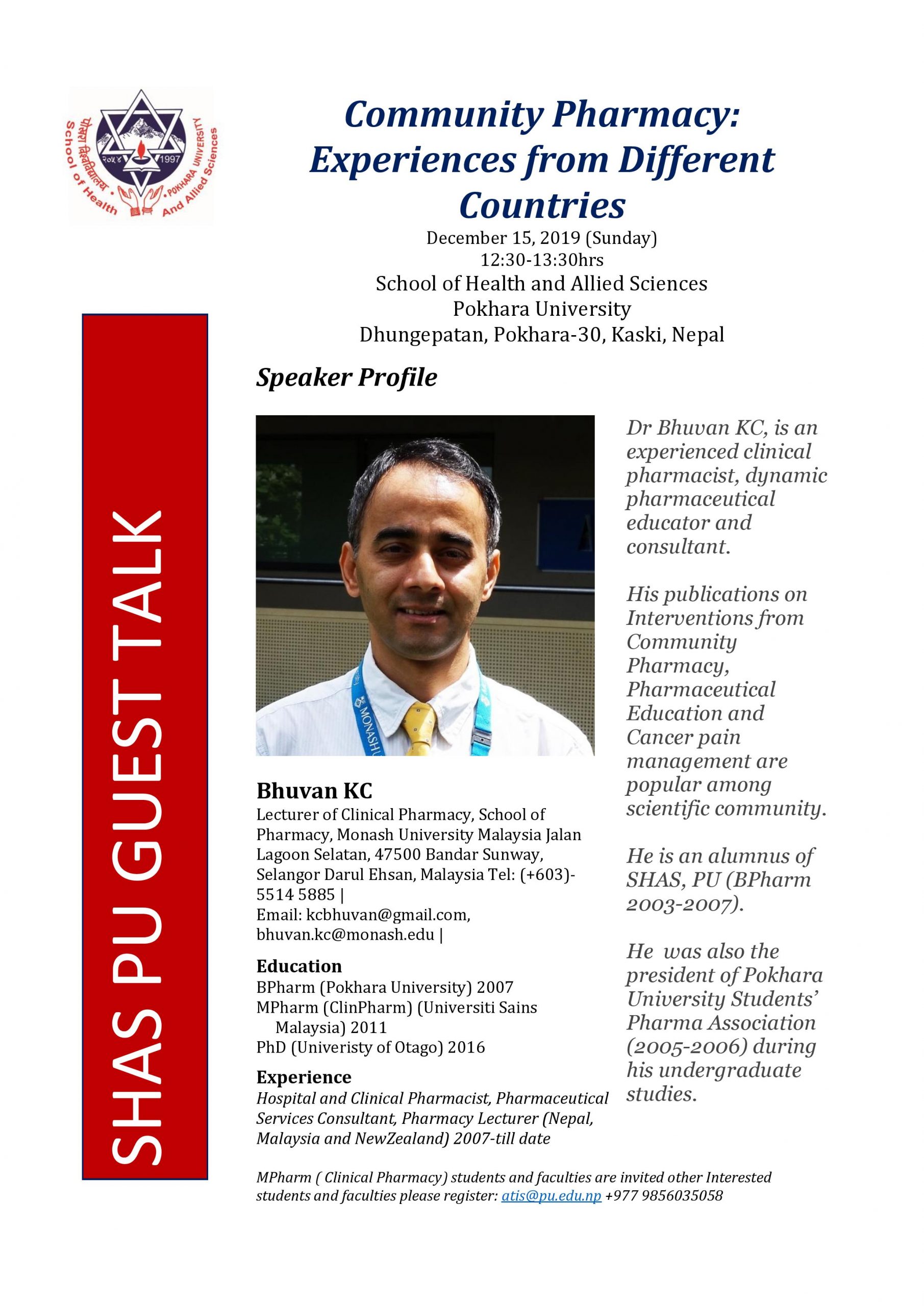 Dr. Bhuvan KC at SHAS
